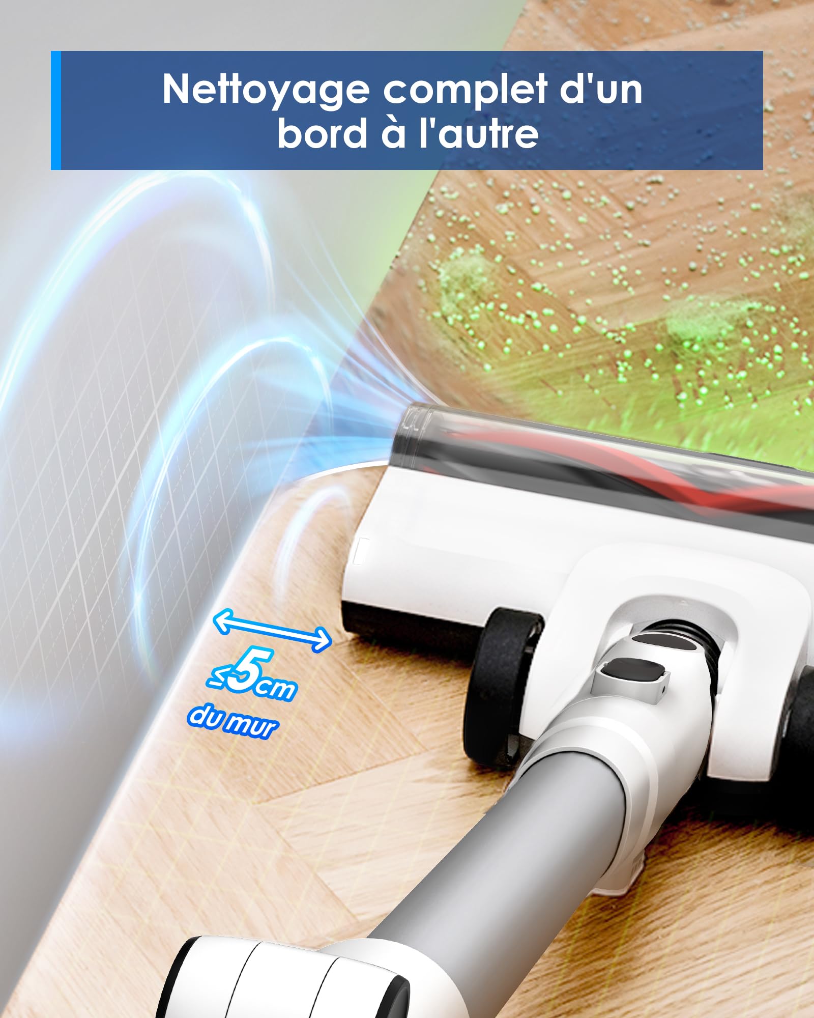 Tineco Pure One A50S Plus Aspirateur Balai sans Fil, Aspiration 185W, 70 Min d’Autonomie, Réservoir Plus Large de 1L, Brosse Motorisée 3DSense, Technologie Dura-Cyclone, Vient à Bout des Gros débris