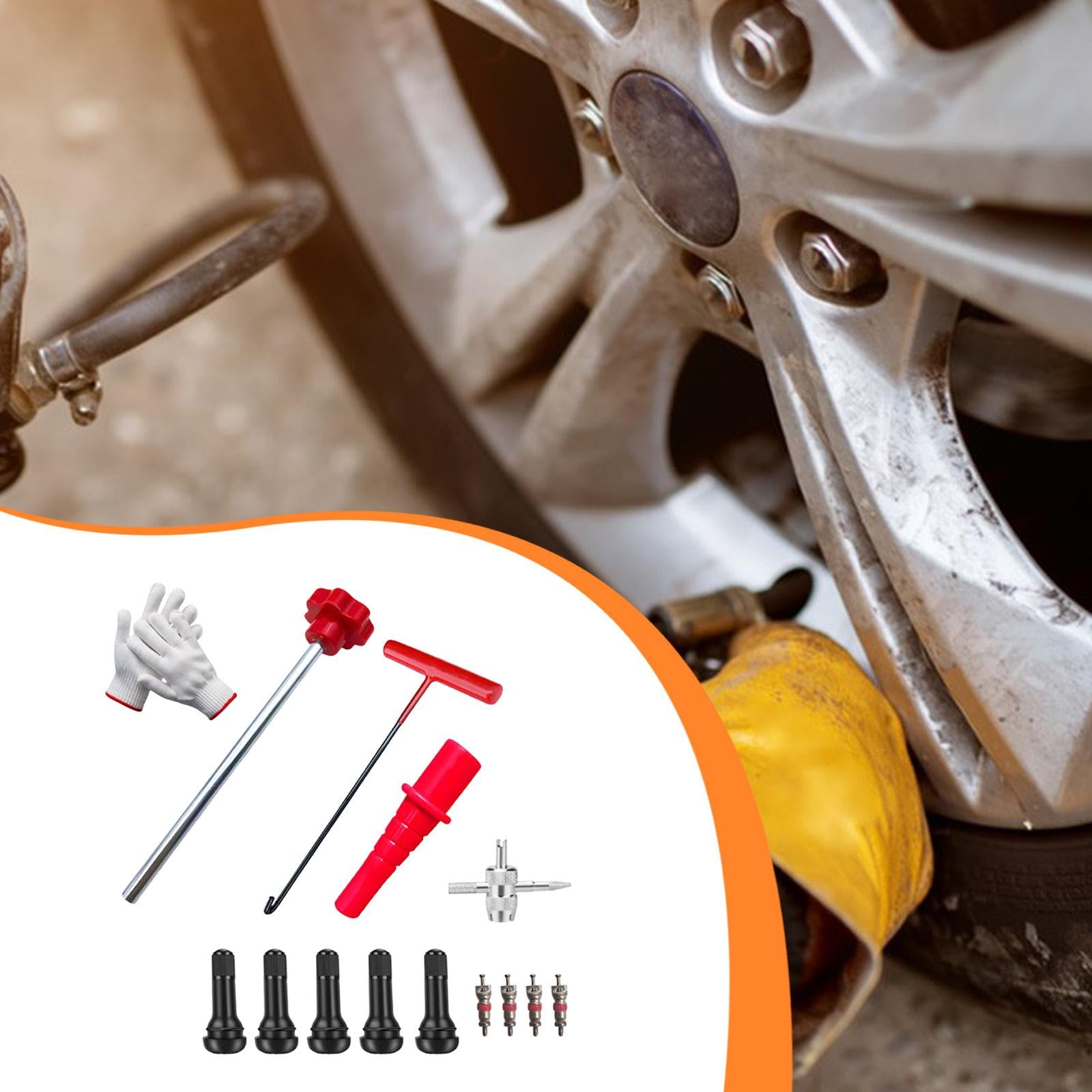 Qianly Quick Change Reifenventil Werkzeugset Ventilkern Reparaturwerkzeug Reifenventil Austauschhilfe Ventileinsatz Montagewerkzeug Metall Gummi für Hobbymec, Style E