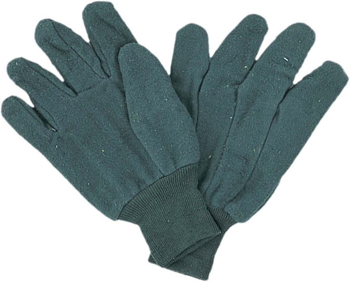 ToolUSA 12 Pair Pack Men's Large Green Chore Gloves | Clute Pattern with Knit Wrist | Heavy-Duty 18 oz Fabric for Garden, Construction, Outdoor Work