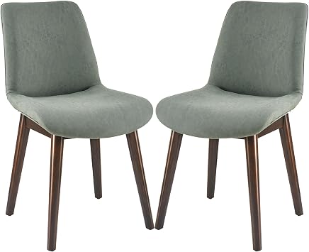 Dining Chair Set of 2 with Faux Leather Upholstered, Dining Room Chair with Solid Wood Leg, Kitchen Chair, 18.5Modern Accent Chair with Cushions, Office Chair,Grass Green, CY-V66-YN