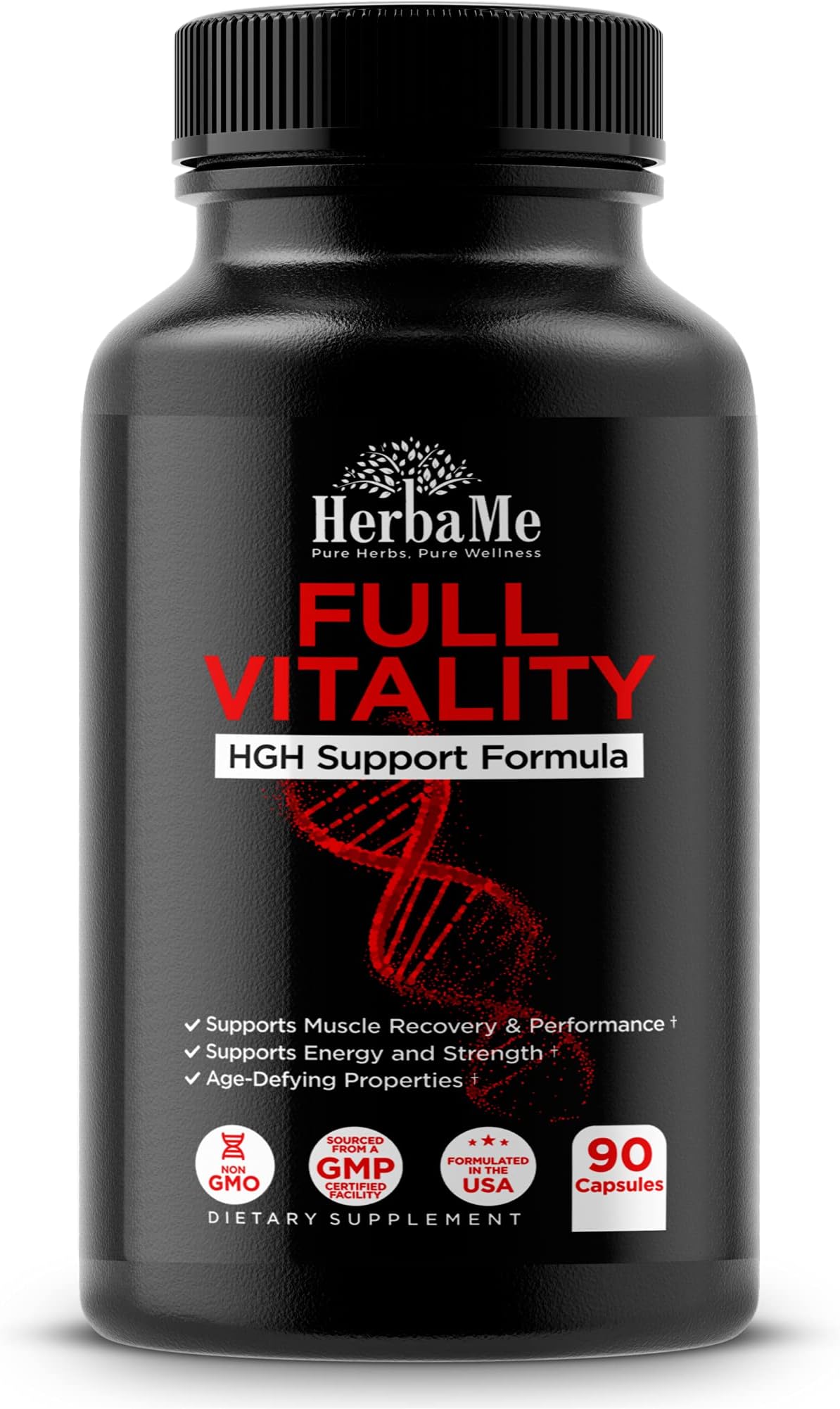 HerbaMe HGH Support Supplement for Men & Women, 90 Capsules โ Naturally Supports Human Growth Hormone, Amino Acid Complex with Arginine & Colostrum โ Supports Nighttime Recovery, Energy & Performance