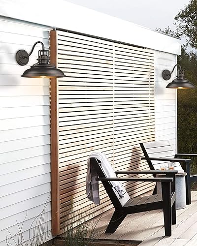 Miniatura 8 de FEMILA Lámpara colgante industrial, luces colgantes de granja y apliques de pared vintage, luces de granero de cuello de cisne con acabado de bronce