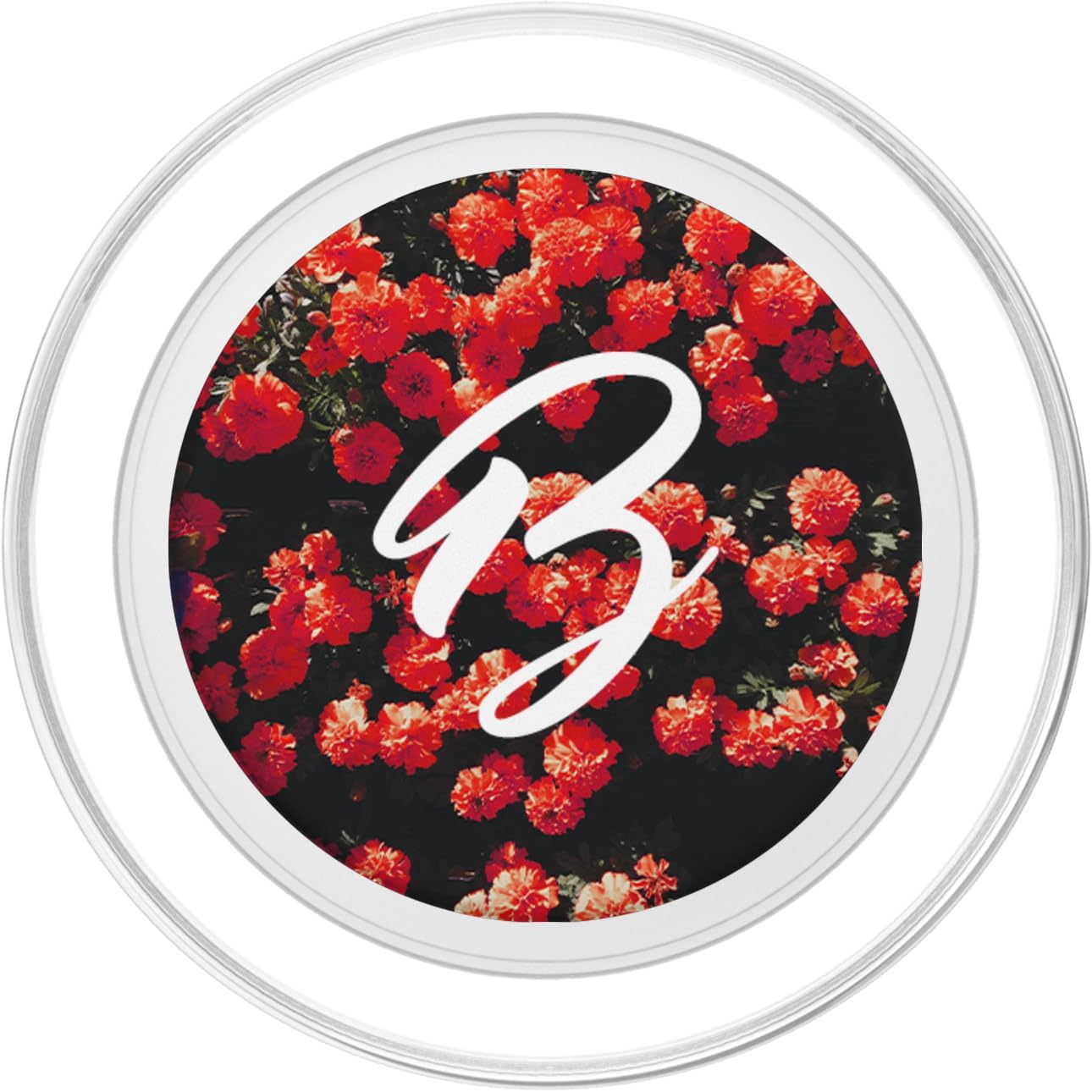 Letter B Initial Elegant Red Rose Monogram PopSockets MagSafe PopGrip for iPhone