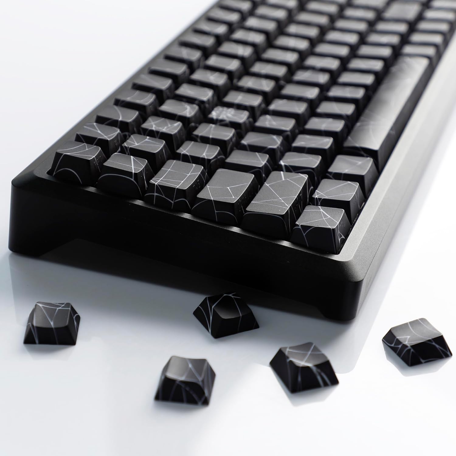 YMDK 134 Spider Web Shine Through Keycaps Cool Side-lit Cherry Profile PBT Dye Sub keycaps for MX Mechanical Keyboards TKL Akko