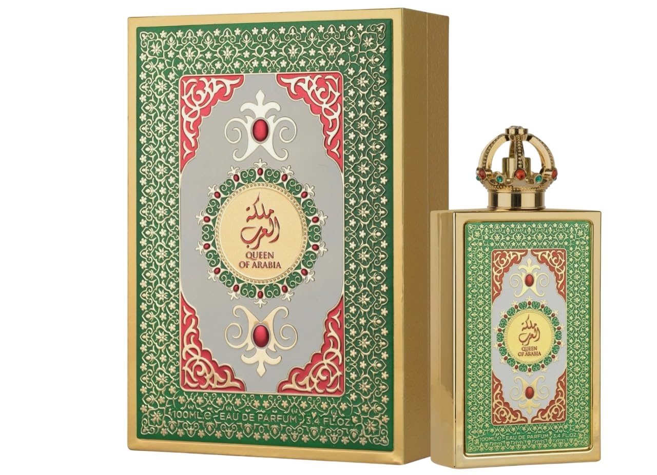 Lattafa Queen of Arabia Eau de Parfum 100 ml, Perfume Árabe para Mujer de Larga Duración, Incluye Atomizador Recargable 5 ml, Fragancia Femenina con Ylang-Ylang, Rosa y Vainilla (Queen of Arabia)
