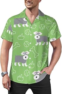 Funny Schnauzer Crazy Dog Lovers Mens Shirts Hawaiian Short Sleeved Cuban Collar Graphic Tees Tops