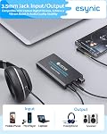 ESynic Amplificateur d'écoute professionnel 16-300 Ohms 3.5mm Amplificateur de volume d'écoute portable Rechargeble casque Amp Aluminium Alloy casque Jack Amp avec Gain Switch pour téléphones Ordinateur portable etc