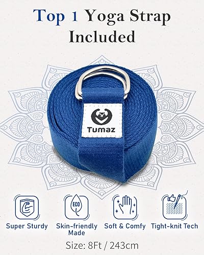 Miniatura 6 de Tumaz Yoga Bolster Set - Rectangular Bolster Pillow for Restorative Yoga, Soft Meditation Pillow with Carry Handle and 8-Feet Strap, Machine