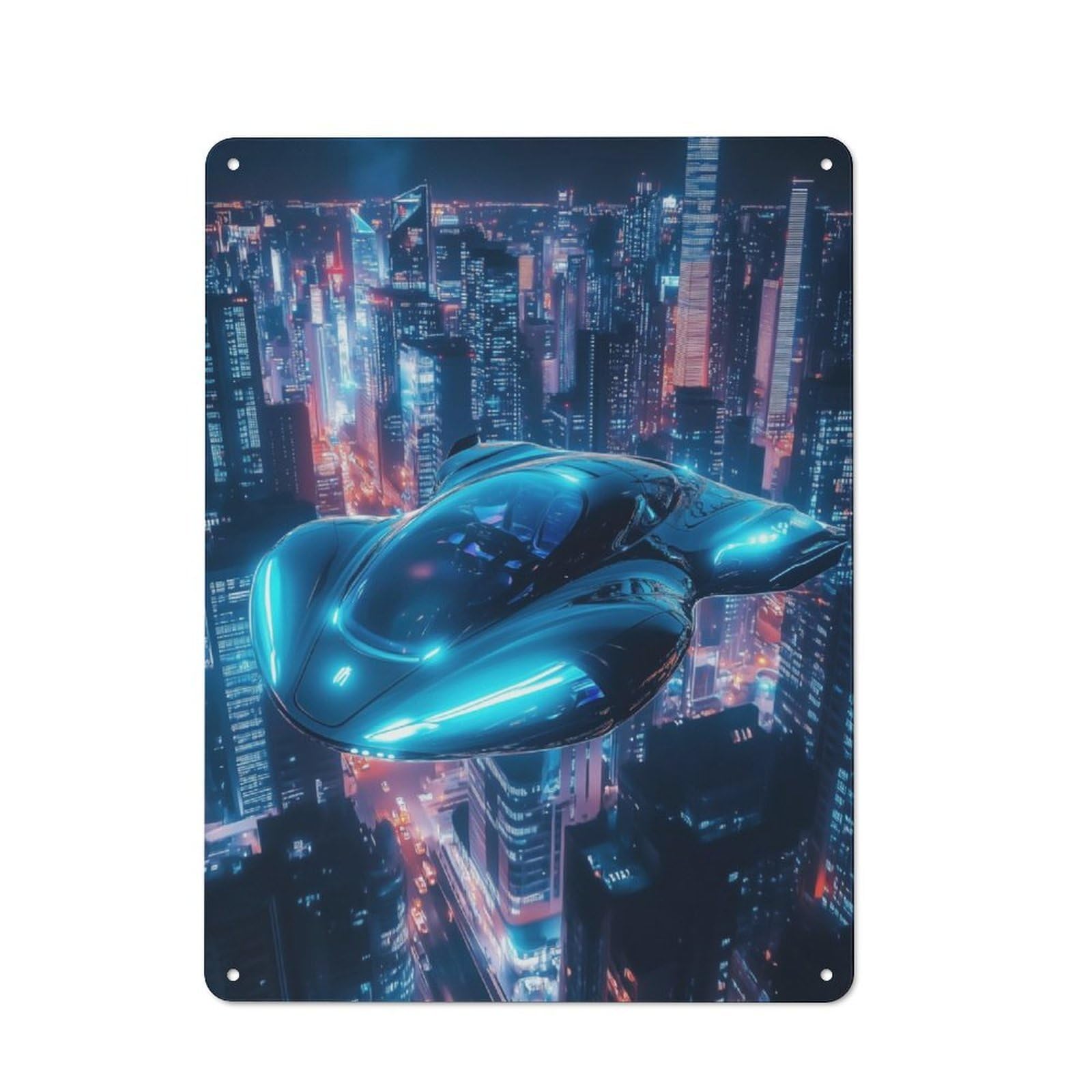 Junmoney Futuristic Flying Car For Lounge Or Reading Corner, Rustic Tin Sign 40X30cm, For Home Interiors, Feature Walls And Decorative Displays