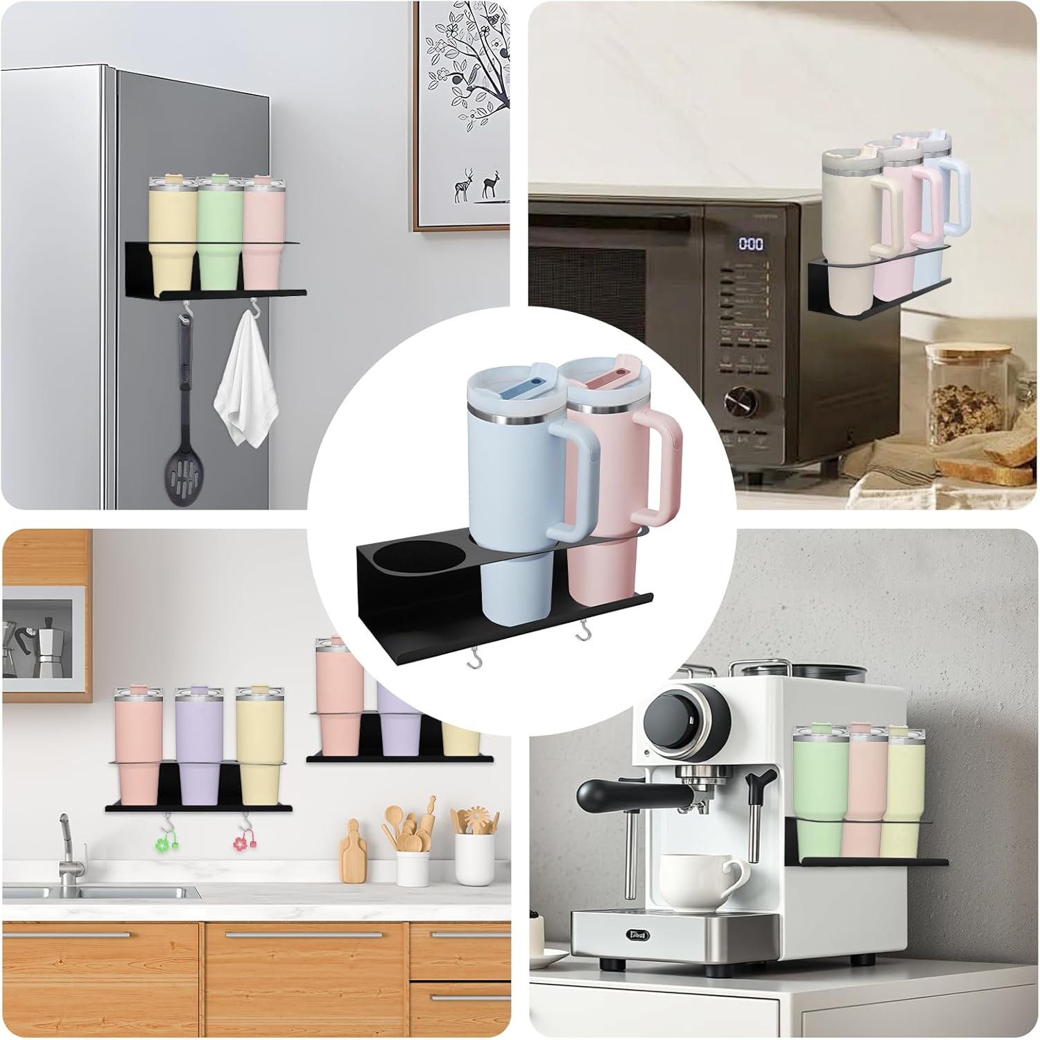 Magnetic Cup Holder for Stanley, HYLEBOR 2Pack Tumbler Organizer for 30/40 oz Stanley Cup Accessories, Disassembly Water Bottle Organizer for Refrigerator, Cabinet, Kitchen - Image 6