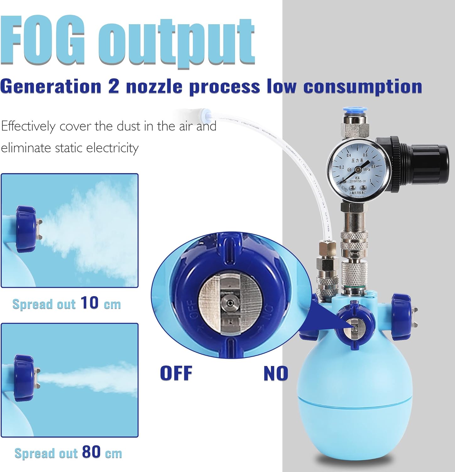 Hanchen Industrial Humidifier Large Fog Volume Static Removal Dust Removal Electronic Textile Plant Constant Humidity Dry Fog Humidifier Atomizer (10 Micron 2nd Generation (Blue) Low air Consumption) : Appliances