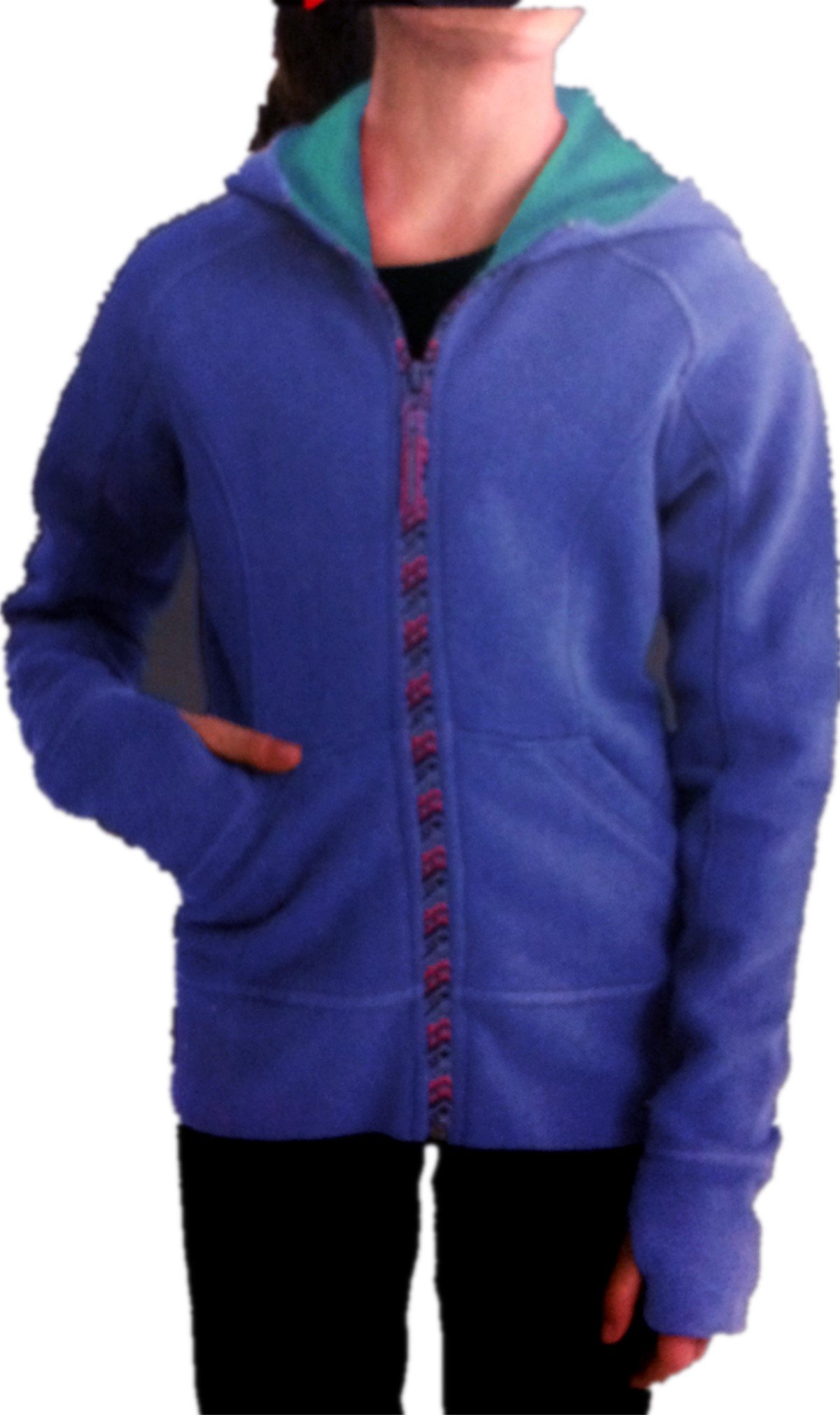 Kirkland Signature Girls' Full Zip Hoodie (Blue/Green, X-Large)