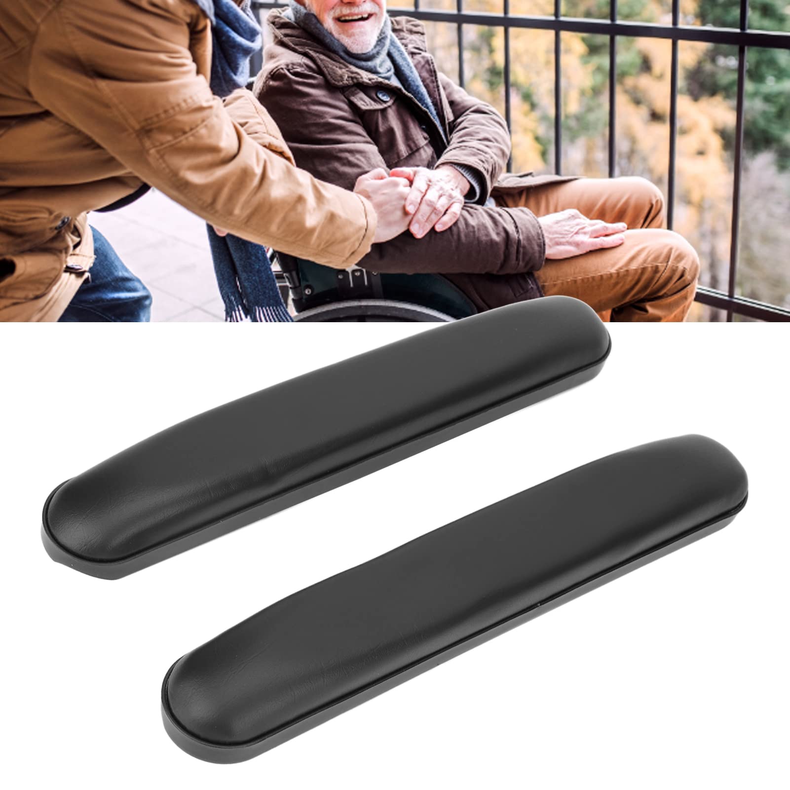 Fyearfly Bracciolo per sedia a rotelle, 1 paio di cuscinetti per braccioli impermeabili resistenti all'usura con viti per sedie a rotelle