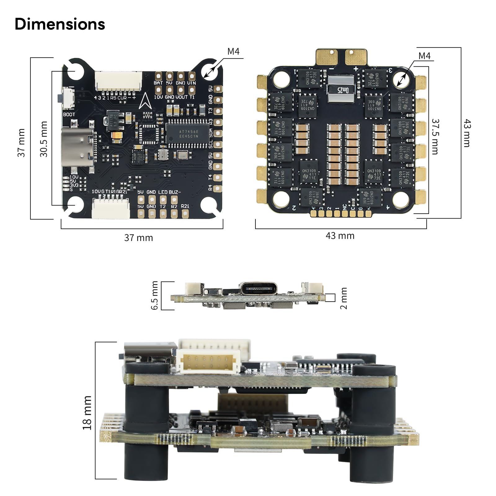 Contrôleur De Vol ESC 9IMOD F722 Stack 55A/60A Pour Drone FPV RC - Neuf
