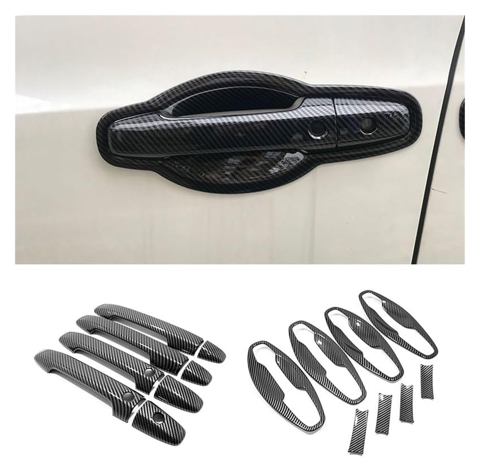 QWQTHGS Car Exterior Door Handle Cap for Odyssey 2015-2022 Car Side Door Handle Bowl Decorative Frame Sticker Exterior Accessories ABS Carbon/Chrome(Carbon Fiber C)