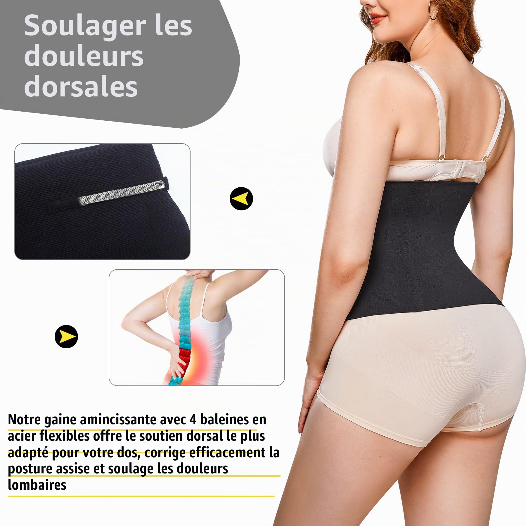 Junlan Gaine Amincissante Ventre Plat Femme Corset Minceur Waist Trainer Sport Body Gainant Invisible Ventre Plat Ceinture Abdominale Gainante Femme Apres Accouchement