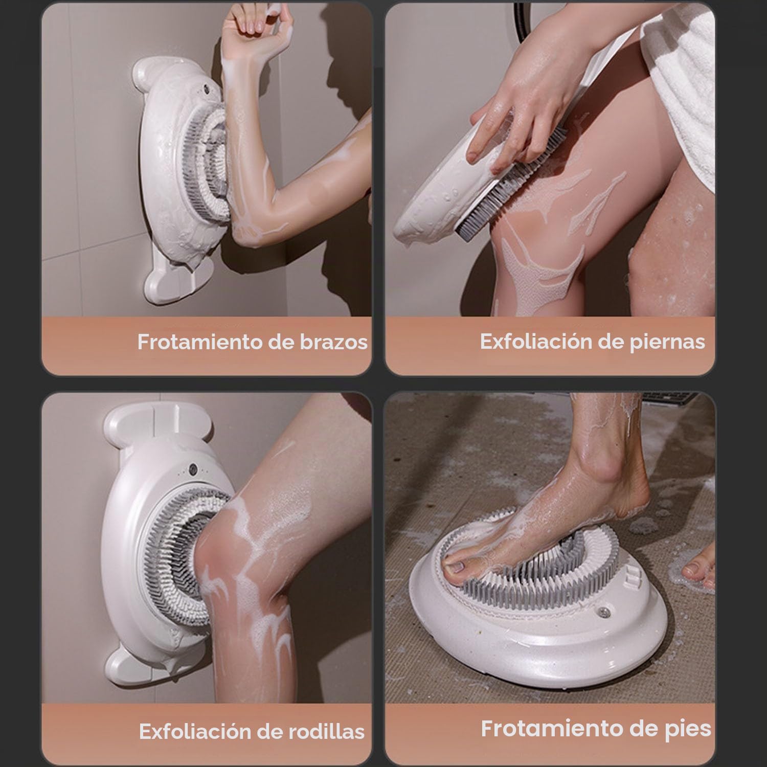 Cepillo de baño eléctrico inteligente montaje en pared artefacto para frotar la espalda altura ajustable con giratorio 360 herramienta recargable limpieza masaje y exfoliación spa casa