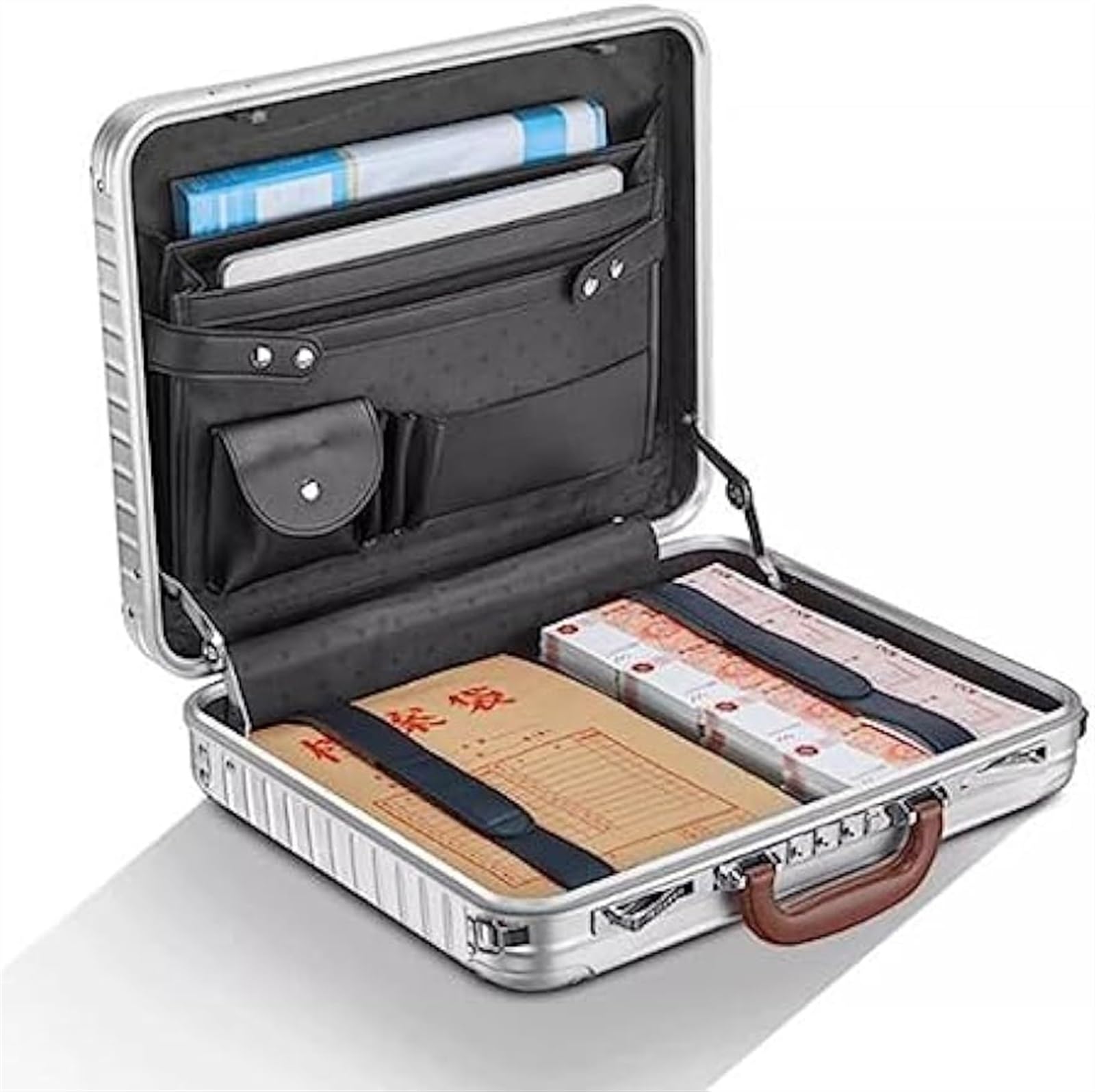 PAREKS Valigetta in alluminio con blocco password, custodia for laptop da lavoro da uomo, kit medico domestico ora cassetta degli attrezzi for strumenti e attrezzature con cinghie