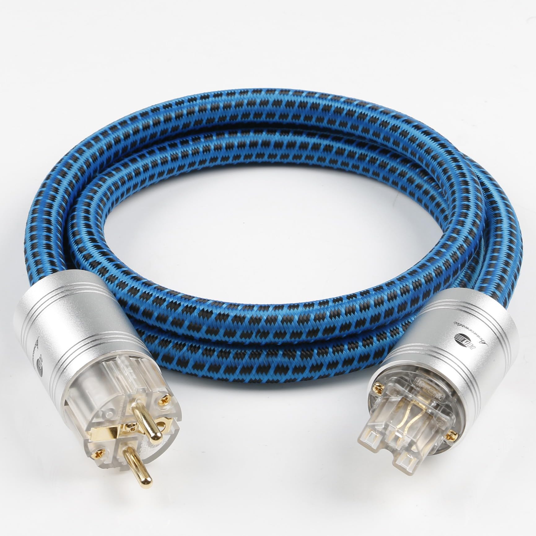 Boaacoustic HiFi Stromkabel, Audiophile High End Netzkabel,Schuko-Stecker-auf-Buchse-Stromkabel EU-Stecker für DVD/Verstärker/Decoder/Subwoofer/AMP -1M