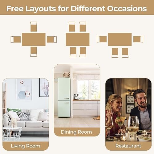 Miniatura 7 de Tangkula Juego de mesa de comedor para 4, juego de comedor de madera maciza con patas de madera de goma, juego de mesa de comedor y sillas de madera