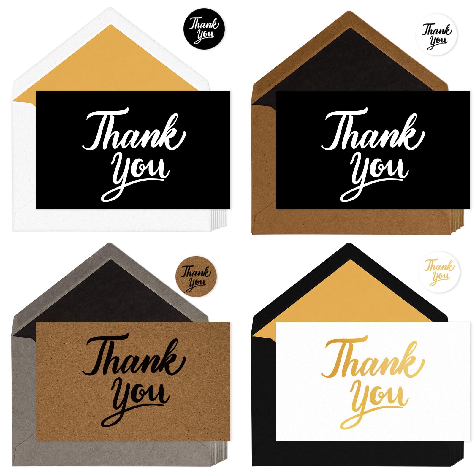 Tarjetas de agradecimiento con sobres Kraft (multicolor)