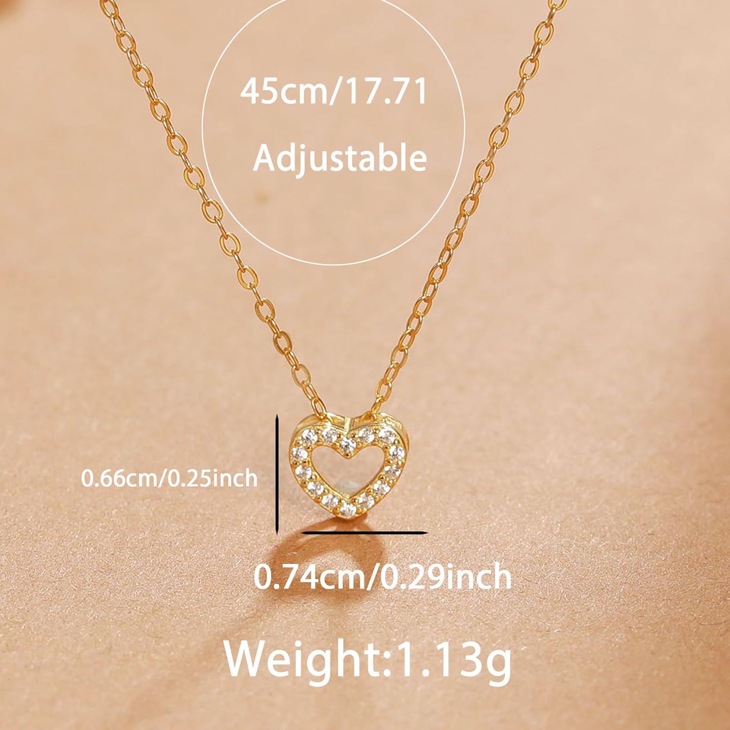 XAYAH 925 Sterling Silver CZ Heart Charm Necklace for Women 14K Gold Plated Cute Dainty Love Pendant Necklaces for Mom Daughter Trendy Elegant Hollw Heart Choker Chain Mothers Day Brides Jewelry Gifts