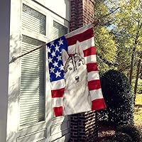 Vista 2 de Caroline's Treasures CK1713CHF Patriotic USA - Lienzo decorativo (tamaño grande), diseño de la bandera de Husky Siberiano, multicolor