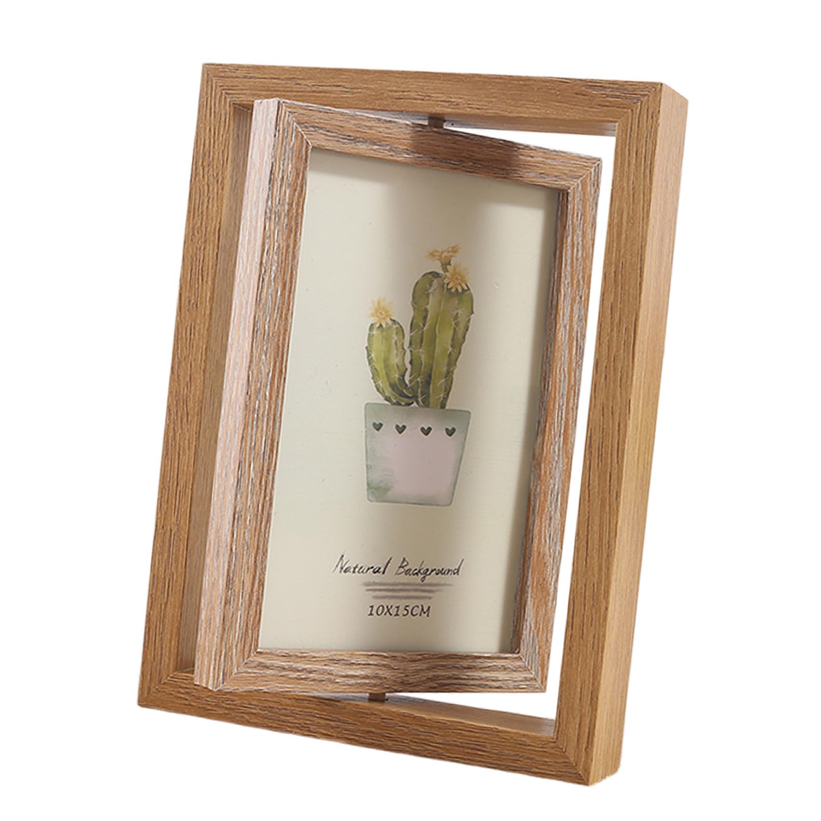 Wooden 360 Degree Rotating Photo Frame 6 Inch Swivels Picture Photos Holder Stand for Multiple Pictures Display Display Stand
