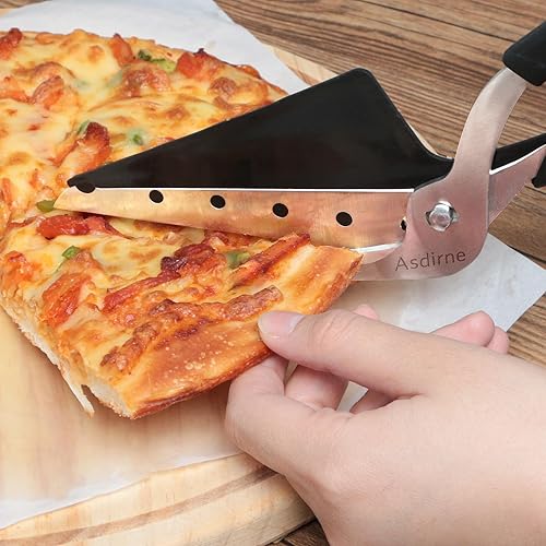 Miniatura 5 de Tijeras para pizza, cortador de pizza con pala, hoja de acero inoxidable afilada de grado alimenticio y mango de agarre suave, tijeras de cocina