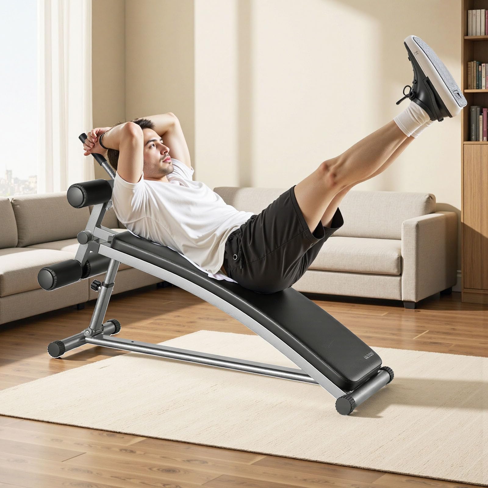VEVOR Sit-Up-Bank, Bauchbank mit umgekehrtem Crunch-Griff, verstellbare Höheneinstellung, robuster Stahl, 500/600/453,6 kg Kapazität für Heim-Fitness-Workouts, Krafttraining, Ganzkörpermuskulatur