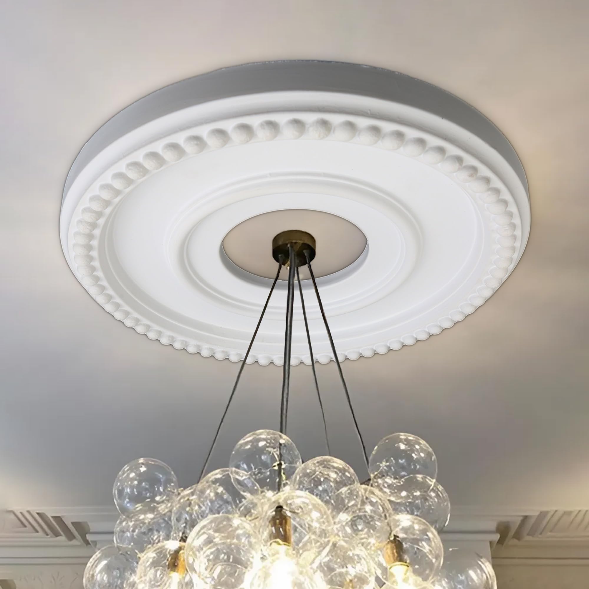 12 Inch OD x 4inch ID White Ceiling Medallion Plate – PU Plastic Decorative Cover for Fan, Light Fixtures, Chandelier Canopies – Traditional, Retro, and Minimalist Home Lighting Replacement — Amazon image 8