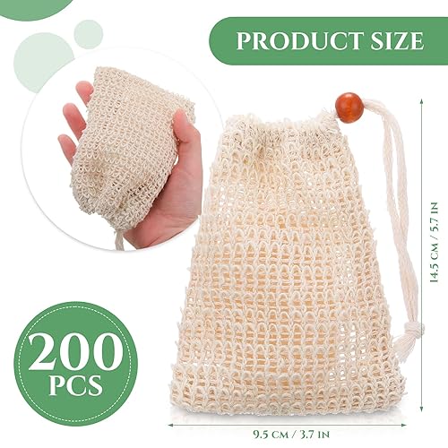 Miniatura 2 de Woanger Bolsa de jabón de sisal natural de 5.7 x 3.7 pulgadas, bolsa de malla de ahorro de jabón exfoliante con cordón de espuma y soporte de secado