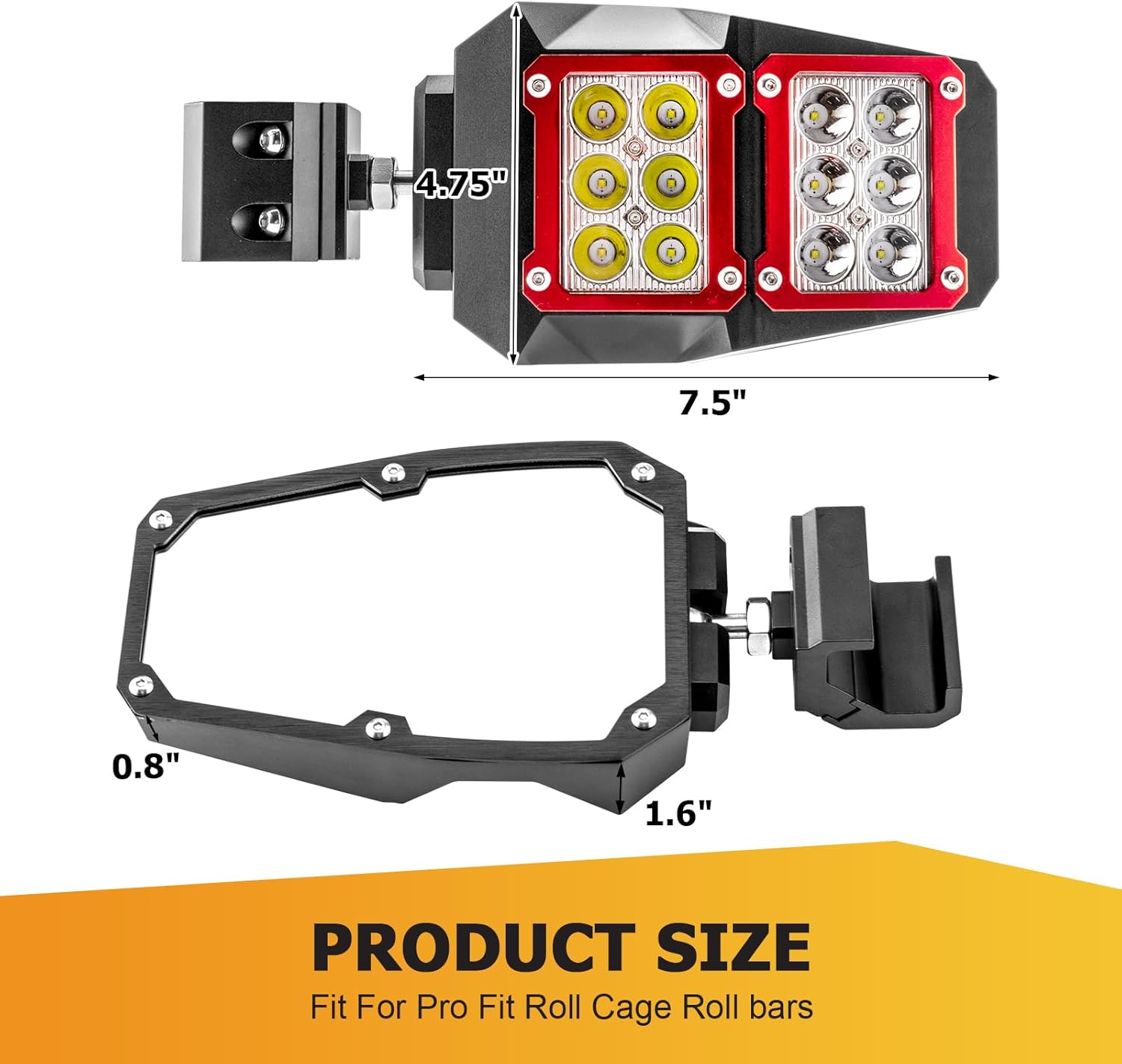 WeiSen 2PCS UTV Rear View Mirrors with LED Light and Rocker Switch Wiring Harness, Pro-Fit Side Mirrors with 24 LED White Spot Light Compatible with Polaris Ranger General Defender Maverick
