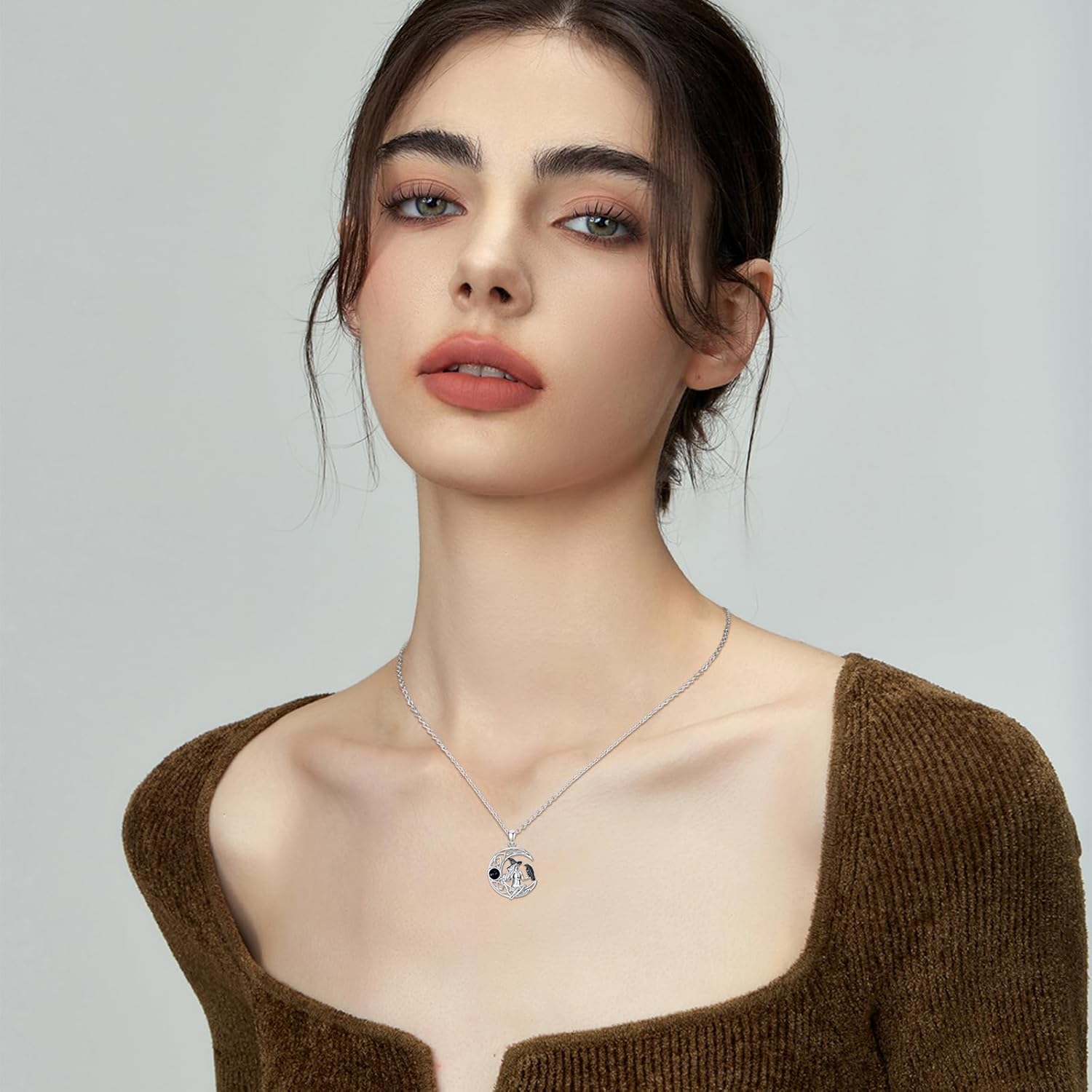 925 Sterling Silver Witch Knot/Fairy/Sun and Moon/Cat/Raven/Hecate/Lilith/Tetragrammaton/Space Pendant Witches Triple Moon Necklace Gothic Jewelry Gift for Women - Image 5