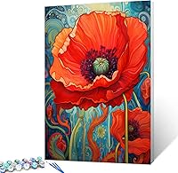 Vista 2 de Tucocoo Bumbers - Pintura de amapola roja para adultos, pintura abstracta de amapola por números, pintura acrílica, lienzo, graffiti, flores rojas