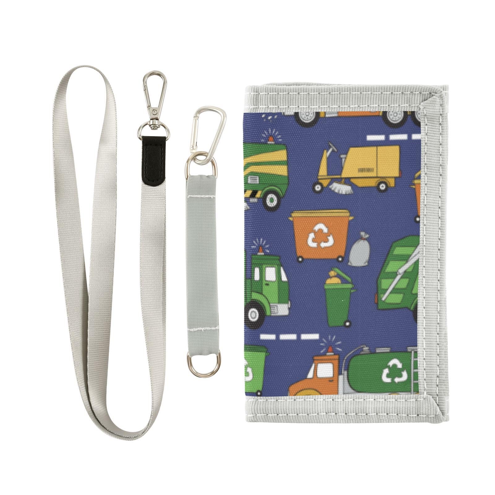 IHCVHQX Kids Wallet for Boys Construction Garbage Trucks Toddler Trifold Wallet Novelty Wallet for Teens Women Men Gifts