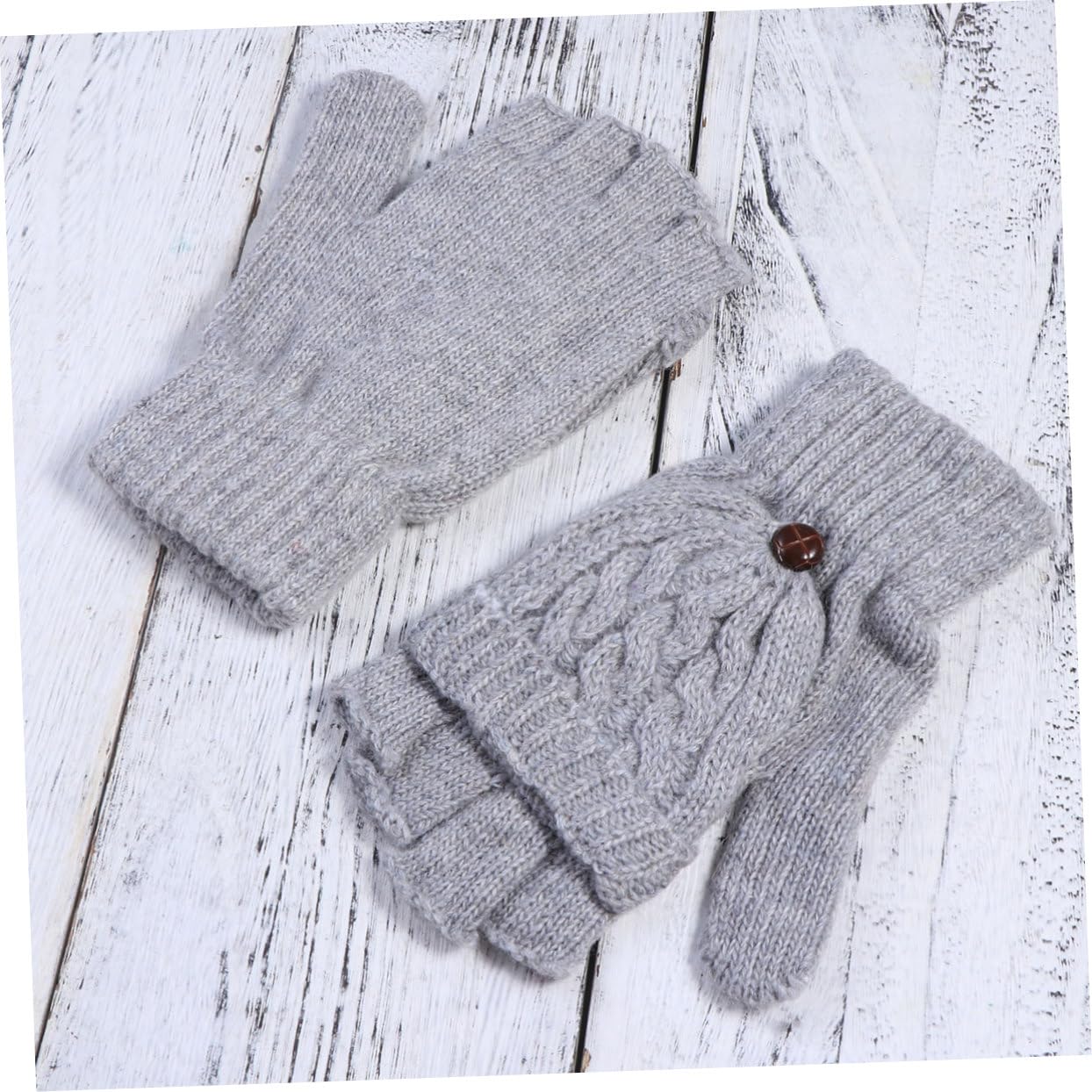 GALPADA 3pezzi Guanti Invernali Donna Lana Calda Lavorati Maglia Guanti Convertibili Senza Dita Con Copertura Per