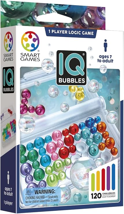 SmartGames IQ Bubbles | Boost Logic and Problem Solving Skills | 120 Challenges from Easy to Expert | Great for Ages 7 - Adult | A Fun Travel Game in a Portable Case