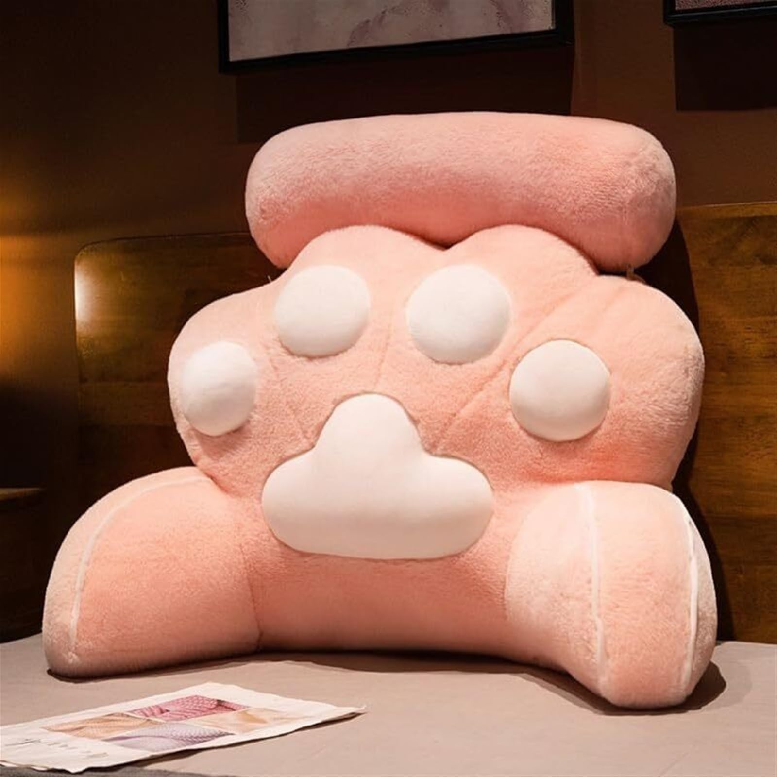 MYXJX back support cushion, Comfortable and Breathable Lumbar Cushion Cat Paw Shape Pillows for Chair Sofa Removable Backrest Support(Pink,65 * 50 * 22cm)