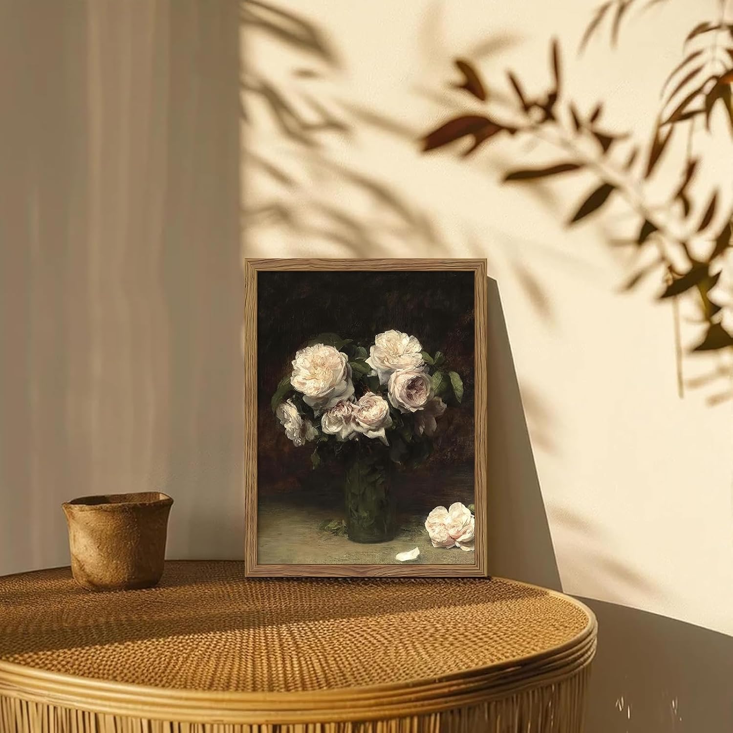 Vintage Floral Wall Art Framed – Moody Bathroom Decor, Victorian Paintings House Decor, Dark Roses Canvas Prints, Antique Artwork for Bedroom Living Room 16x24 Inch