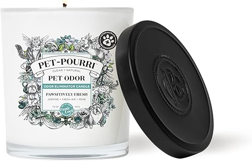 Pet-Pourri - Vela eliminadora de olores para mascotas, Pawsitively fresca, 7.5 onzas, jazmín, aire fresco y pera (recomendado por veterinarios)