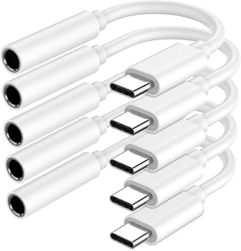 5 Pack USB C to 3.5mm Headphone Jack Adapter for iPhone17/ iPhone 16/16 Pro/15/15 Pro/Pro Max/Plus,Type C Aux Audio Dongle Cable Cord for iPhone iPad Galaxy S25/S24 MacBook