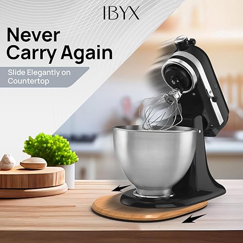 Miniatura 2 de Ibyx Bandeja deslizante de bambú para batidora de pie Kitchenaid de 4.5 cuartos de galón  Alfombrilla deslizante de cocina sin esfuerzo para