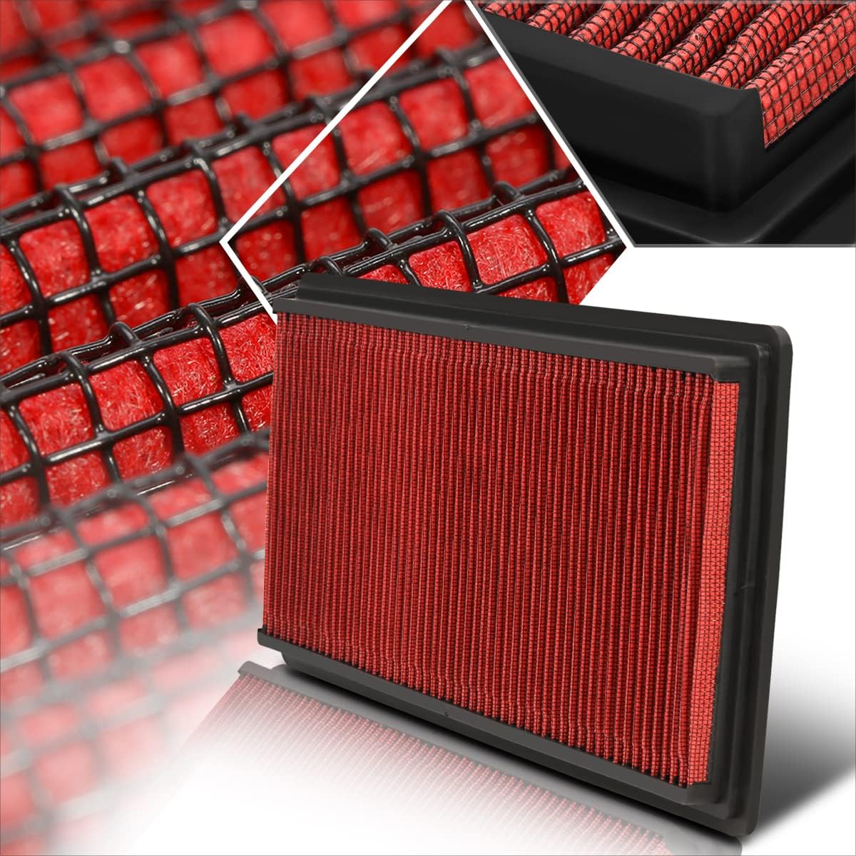 Red Reusable Washable High Flow Drop-in Air Filter Compatible with 98-02 Chevy Camaro V6/V8