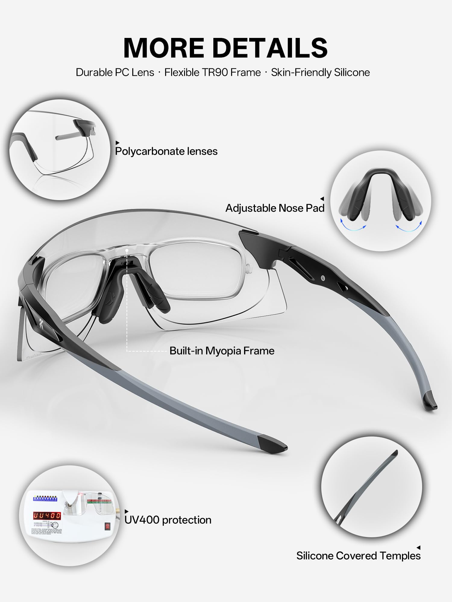 KAPVOE Gafas de Ciclismo Fotocromaticas Gafas de Sol Deportivas Transparente Mujeres Hombres MTB Bicicleta KOVEX Serie-K242