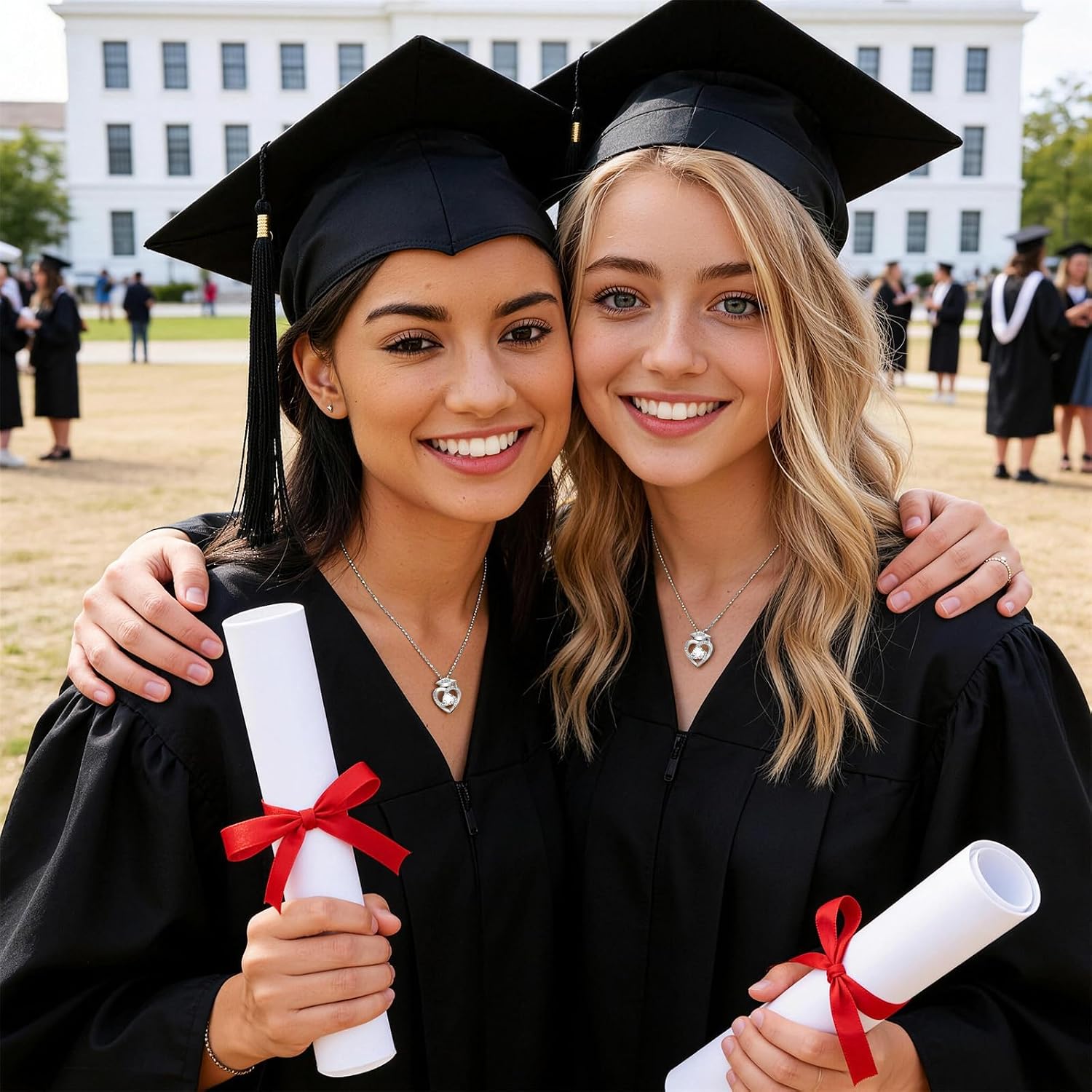 Graduation Necklace Gift for Her - Class of 2026 Cubic Zirconia Heart Graduation Necklaces，Sliver Plated Graduation Cap Necklaces High School College Graduation Jewelry Gifts for Daughter Best Friends