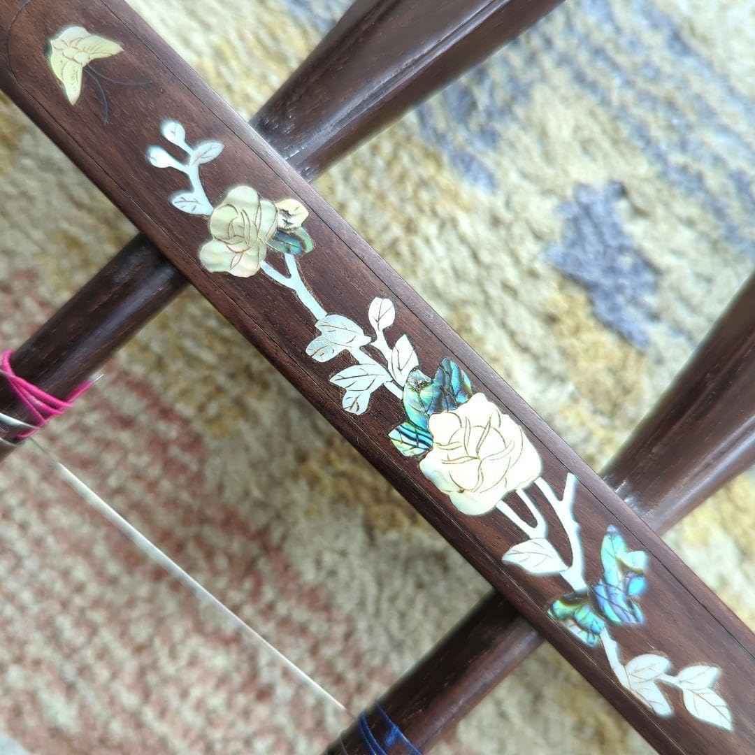 螺鈿二胡 胡涵柔製作 16 未使用 明清老紅木 螺鈿二胡 龍、鳳凰 胡涵柔