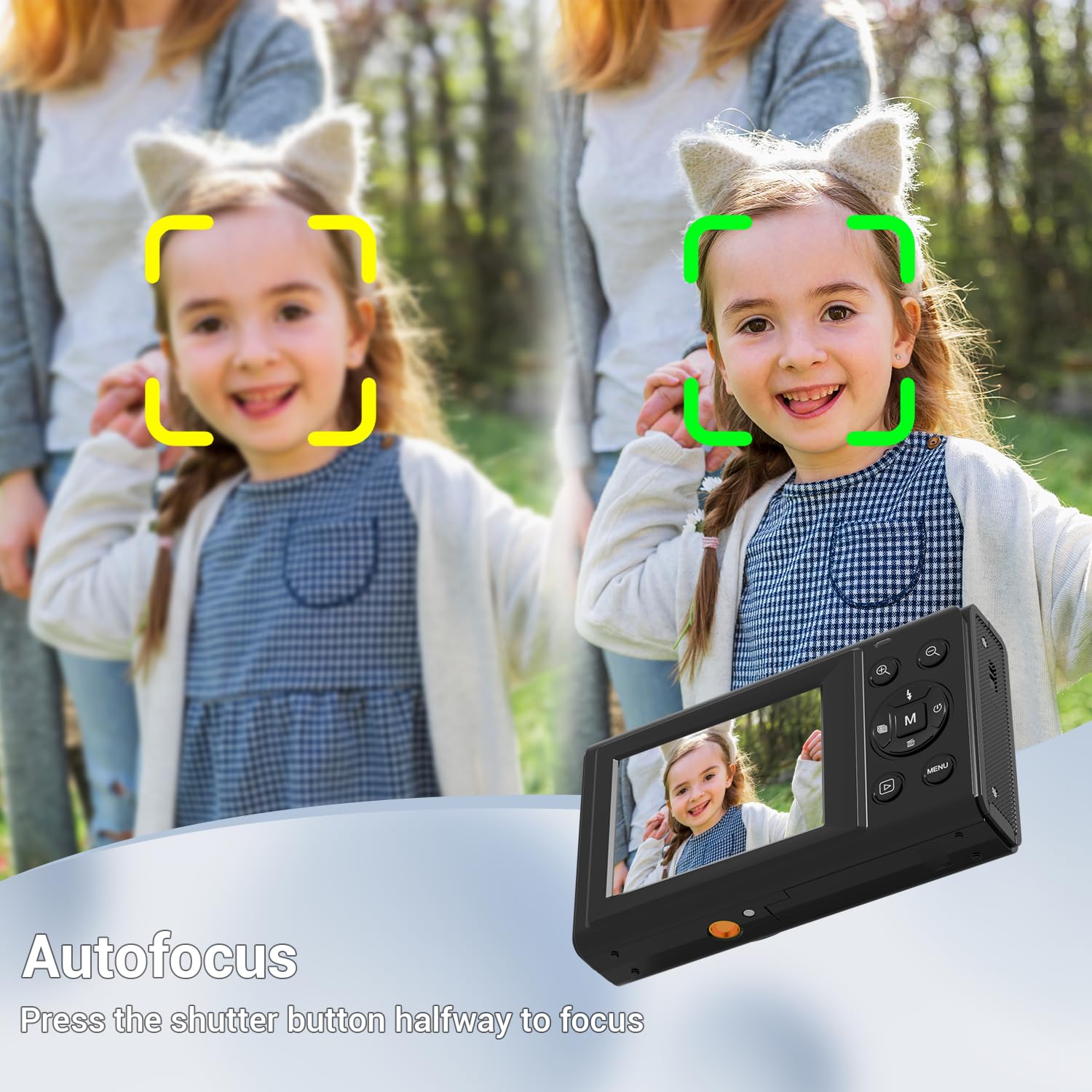 Fotocamera digitale, 4 K 44 MP, autofocus, fotocamera con zoom 16x, LCD da 2,4 pollici, fotocamera compatta portatile per bambini, ragazzi, ragazze, adulti, (nero)