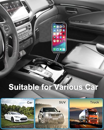 Miniatura 7 de Soporte para tablet de carril de asiento de cochecamión para teléfono y iPad de 4.7 a 13 pulgadas, soporte ajustable para tableta de cuello de cisne