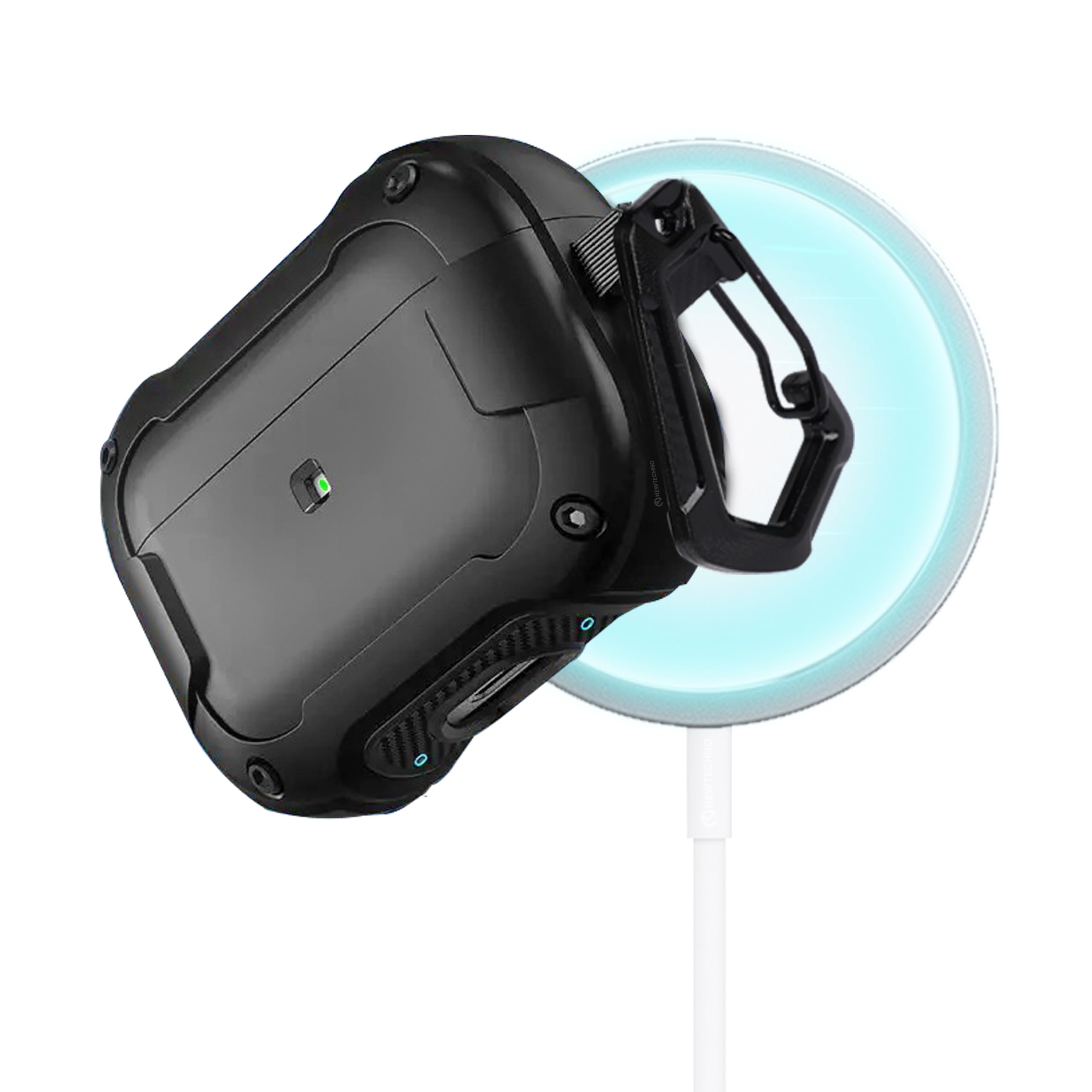 NEWTECHNO Compatible for AirPods Pro 2 Case with Mag-Safe, Wireless Charging, Powerful Drop Protection, Magnetic Tough Cover for AirPods Pro 1st/2nd Generation(2023/2022/2019), N-Series Black